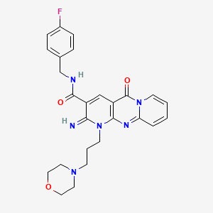 N-[(4-fluorophenyl)methyl]-6-imino-7-(3-morpholin-4-ylpropyl)-2-oxo-1,7,9-triazatricyclo[8.4.0.03,8]tetradeca-3(8),4,9,11,13-pentaene-5-carboxamide