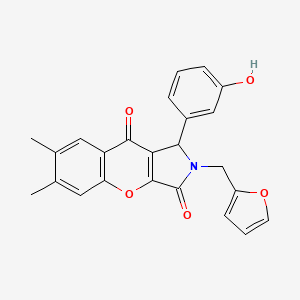 molecular formula C24H19NO5 B11138235 2-(Furan-2-ylmethyl)-1-(3-hydroxyphenyl)-6,7-dimethyl-1,2-dihydrochromeno[2,3-c]pyrrole-3,9-dione 