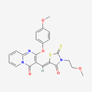 3-{(Z)-[3-(2-methoxyethyl)-4-oxo-2-thioxo-1,3-thiazolidin-5-ylidene]methyl}-2-(4-methoxyphenoxy)-4H-pyrido[1,2-a]pyrimidin-4-one