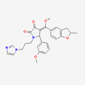 molecular formula C27H27N3O5 B11138248 3-hydroxy-1-[3-(1H-imidazol-1-yl)propyl]-5-(3-methoxyphenyl)-4-(2-methyl-2,3-dihydro-1-benzofuran-5-carbonyl)-2,5-dihydro-1H-pyrrol-2-one 