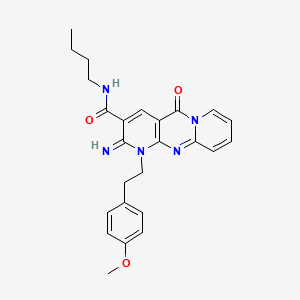 molecular formula C25H27N5O3 B11138266 N-butyl-6-imino-7-[2-(4-methoxyphenyl)ethyl]-2-oxo-1,7,9-triazatricyclo[8.4.0.03,8]tetradeca-3(8),4,9,11,13-pentaene-5-carboxamide 