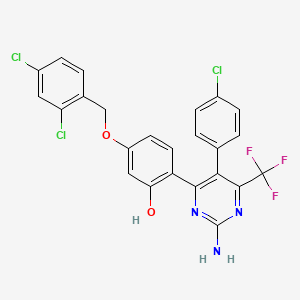 molecular formula C24H15Cl3F3N3O2 B11138278 2-[2-Amino-5-(4-chlorophenyl)-6-(trifluoromethyl)-4-pyrimidinyl]-5-[(2,4-dichlorobenzyl)oxy]phenol 