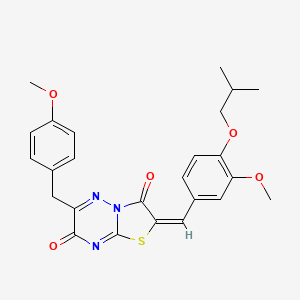 molecular formula C25H25N3O5S B11138290 (2E)-6-(4-methoxybenzyl)-2-[3-methoxy-4-(2-methylpropoxy)benzylidene]-7H-[1,3]thiazolo[3,2-b][1,2,4]triazine-3,7(2H)-dione 