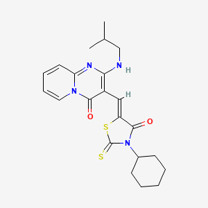 molecular formula C22H26N4O2S2 B11138325 3-[(Z)-(3-cyclohexyl-4-oxo-2-thioxo-1,3-thiazolidin-5-ylidene)methyl]-2-[(2-methylpropyl)amino]-4H-pyrido[1,2-a]pyrimidin-4-one 