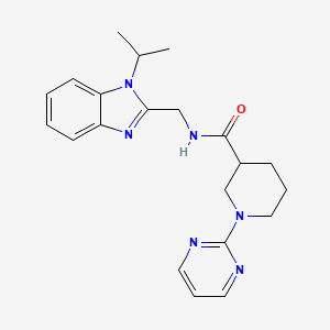 molecular formula C21H26N6O B11138357 N-[(1-isopropyl-1H-1,3-benzimidazol-2-yl)methyl]-1-(2-pyrimidinyl)-3-piperidinecarboxamide 