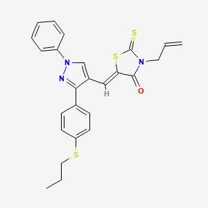 3-allyl-5-((Z)-1-{1-phenyl-3-[4-(propylsulfanyl)phenyl]-1H-pyrazol-4-yl}methylidene)-2-thioxo-1,3-thiazolan-4-one