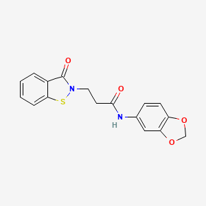 molecular formula C17H14N2O4S B11138405 N-(1,3-benzodioxol-5-yl)-3-(3-oxo-1,2-benzothiazol-2(3H)-yl)propanamide 