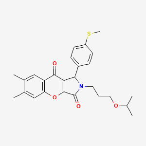 molecular formula C26H29NO4S B11138464 6,7-Dimethyl-1-[4-(methylsulfanyl)phenyl]-2-[3-(propan-2-yloxy)propyl]-1,2-dihydrochromeno[2,3-c]pyrrole-3,9-dione 