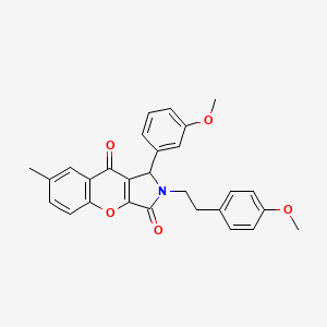 molecular formula C28H25NO5 B11138469 1-(3-Methoxyphenyl)-2-[2-(4-methoxyphenyl)ethyl]-7-methyl-1,2-dihydrochromeno[2,3-c]pyrrole-3,9-dione 