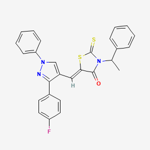 (5Z)-5-{[3-(4-fluorophenyl)-1-phenyl-1H-pyrazol-4-yl]methylidene}-3-(1-phenylethyl)-2-thioxo-1,3-thiazolidin-4-one