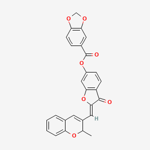 molecular formula C27H18O7 B11138477 2-[(Z)-1-(2-methyl-2H-chromen-3-yl)methylidene]-3-oxo-1-benzofuran-6(3H)-yl 1,3-benzodioxole-5-carboxylate 