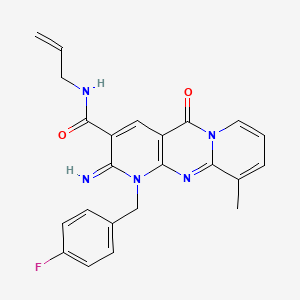 7-[(4-fluorophenyl)methyl]-6-imino-11-methyl-2-oxo-N-(prop-2-en-1-yl)-1,7,9-triazatricyclo[8.4.0.0^{3,8}]tetradeca-3(8),4,9,11,13-pentaene-5-carboxamide