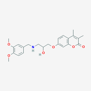 molecular formula C23H27NO6 B11138511 7-{3-[(3,4-dimethoxybenzyl)amino]-2-hydroxypropoxy}-3,4-dimethyl-2H-chromen-2-one 