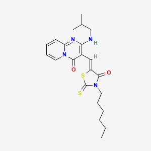 3-[(Z)-(3-hexyl-4-oxo-2-thioxo-1,3-thiazolidin-5-ylidene)methyl]-2-[(2-methylpropyl)amino]-4H-pyrido[1,2-a]pyrimidin-4-one