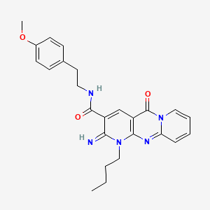 molecular formula C25H27N5O3 B11138527 7-butyl-6-imino-N-[2-(4-methoxyphenyl)ethyl]-2-oxo-1,7,9-triazatricyclo[8.4.0.0^{3,8}]tetradeca-3(8),4,9,11,13-pentaene-5-carboxamide 