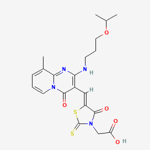 molecular formula C21H24N4O5S2 B11138552 2-[5-((Z)-1-{2-[(3-isopropoxypropyl)amino]-9-methyl-4-oxo-4H-pyrido[1,2-a]pyrimidin-3-yl}methylidene)-4-oxo-2-thioxo-1,3-thiazolan-3-yl]acetic acid 