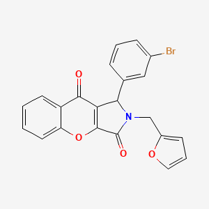 molecular formula C22H14BrNO4 B11138557 1-(3-Bromophenyl)-2-(furan-2-ylmethyl)-1,2-dihydrochromeno[2,3-c]pyrrole-3,9-dione 