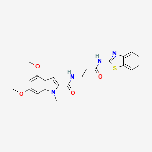 molecular formula C22H22N4O4S B11138613 N~2~-[3-(1,3-benzothiazol-2-ylamino)-3-oxopropyl]-4,6-dimethoxy-1-methyl-1H-indole-2-carboxamide 