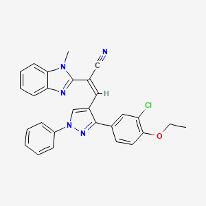 (2Z)-3-[3-(3-chloro-4-ethoxyphenyl)-1-phenyl-1H-pyrazol-4-yl]-2-(1-methyl-1H-benzimidazol-2-yl)prop-2-enenitrile