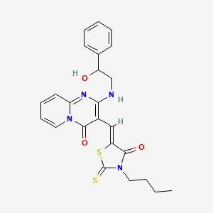 3-[(Z)-(3-butyl-4-oxo-2-thioxo-1,3-thiazolidin-5-ylidene)methyl]-2-[(2-hydroxy-2-phenylethyl)amino]-4H-pyrido[1,2-a]pyrimidin-4-one