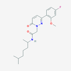 molecular formula C21H28FN3O3 B11138694 2-(3-(4-fluoro-2-methoxyphenyl)-6-oxopyridazin-1(6H)-yl)-N-(6-methylheptan-2-yl)acetamide 