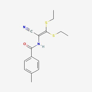 molecular formula C15H18N2OS2 B11138772 N-[1-cyano-2,2-bis(ethylsulfanyl)ethenyl]-4-methylbenzamide 