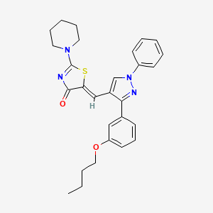 5-{(Z)-1-[3-(3-butoxyphenyl)-1-phenyl-1H-pyrazol-4-yl]methylidene}-2-piperidino-1,3-thiazol-4-one