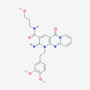 7-[2-(3,4-dimethoxyphenyl)ethyl]-6-imino-N-(3-methoxypropyl)-2-oxo-1,7,9-triazatricyclo[8.4.0.03,8]tetradeca-3(8),4,9,11,13-pentaene-5-carboxamide