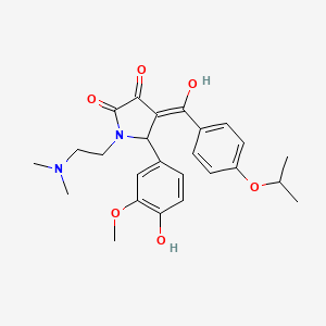 molecular formula C25H30N2O6 B11138797 1-[2-(dimethylamino)ethyl]-3-hydroxy-5-(4-hydroxy-3-methoxyphenyl)-4-{[4-(propan-2-yloxy)phenyl]carbonyl}-1,5-dihydro-2H-pyrrol-2-one 