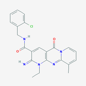 N-[(2-chlorophenyl)methyl]-7-ethyl-6-imino-11-methyl-2-oxo-1,7,9-triazatricyclo[8.4.0.03,8]tetradeca-3(8),4,9,11,13-pentaene-5-carboxamide