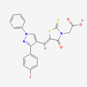 molecular formula C21H14FN3O3S2 B11138822 [(5Z)-5-{[3-(4-fluorophenyl)-1-phenyl-1H-pyrazol-4-yl]methylidene}-4-oxo-2-thioxo-1,3-thiazolidin-3-yl]acetic acid 