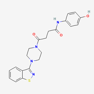 molecular formula C21H22N4O3S B11138835 4-[4-(1,2-benzisothiazol-3-yl)piperazino]-N-(4-hydroxyphenyl)-4-oxobutanamide 