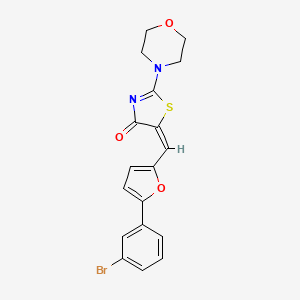 molecular formula C18H15BrN2O3S B11138842 (5E)-5-{[5-(3-bromophenyl)furan-2-yl]methylidene}-2-(morpholin-4-yl)-1,3-thiazol-4(5H)-one 