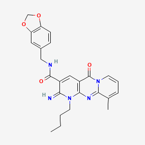 N-[(2H-1,3-benzodioxol-5-yl)methyl]-7-butyl-6-imino-11-methyl-2-oxo-1,7,9-triazatricyclo[8.4.0.0^{3,8}]tetradeca-3(8),4,9,11,13-pentaene-5-carboxamide