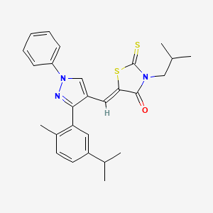 (5Z)-5-({3-[2-methyl-5-(propan-2-yl)phenyl]-1-phenyl-1H-pyrazol-4-yl}methylidene)-3-(2-methylpropyl)-2-thioxo-1,3-thiazolidin-4-one