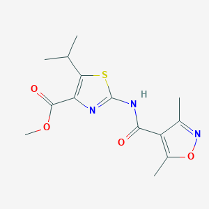 molecular formula C14H17N3O4S B11138890 Methyl 2-{[(3,5-dimethyl-4-isoxazolyl)carbonyl]amino}-5-isopropyl-1,3-thiazole-4-carboxylate 