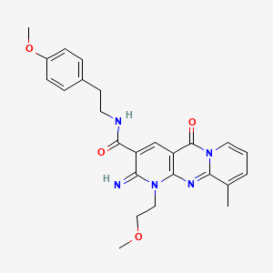 6-imino-7-(2-methoxyethyl)-N-[2-(4-methoxyphenyl)ethyl]-11-methyl-2-oxo-1,7,9-triazatricyclo[8.4.0.0^{3,8}]tetradeca-3(8),4,9,11,13-pentaene-5-carboxamide