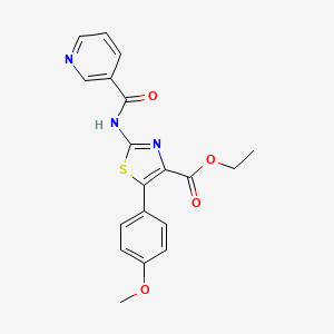 molecular formula C19H17N3O4S B11138949 Ethyl 5-(4-methoxyphenyl)-2-[(pyridin-3-ylcarbonyl)amino]-1,3-thiazole-4-carboxylate 