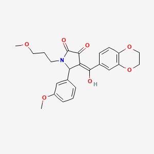 molecular formula C24H25NO7 B11138992 4-(2,3-dihydro-1,4-benzodioxine-6-carbonyl)-3-hydroxy-5-(3-methoxyphenyl)-1-(3-methoxypropyl)-2,5-dihydro-1H-pyrrol-2-one 