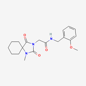 molecular formula C19H25N3O4 B11139050 N-(2-methoxybenzyl)-2-(1-methyl-2,4-dioxo-1,3-diazaspiro[4.5]dec-3-yl)acetamide 