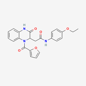 molecular formula C23H21N3O5 B11139051 N-(4-ethoxyphenyl)-2-[1-(furan-2-carbonyl)-3-oxo-1,2,3,4-tetrahydroquinoxalin-2-yl]acetamide 