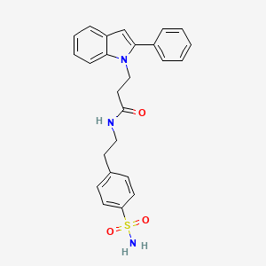 molecular formula C25H25N3O3S B11139146 3-(2-phenyl-1H-indol-1-yl)-N-[2-(4-sulfamoylphenyl)ethyl]propanamide 