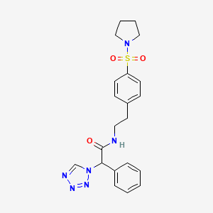 molecular formula C21H24N6O3S B11139154 2-phenyl-N-{2-[4-(pyrrolidin-1-ylsulfonyl)phenyl]ethyl}-2-(1H-tetrazol-1-yl)acetamide 