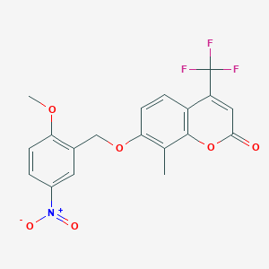 7-[(2-methoxy-5-nitrobenzyl)oxy]-8-methyl-4-(trifluoromethyl)-2H-chromen-2-one