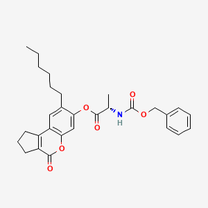 8-Hexyl-4-oxo-1,2,3,4-tetrahydrocyclopenta[C]chromen-7-YL (2S)-2-{[(benzyloxy)carbonyl]amino}propanoate