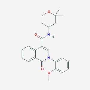 molecular formula C24H26N2O4 B11139299 N-(2,2-dimethyltetrahydro-2H-pyran-4-yl)-2-(2-methoxyphenyl)-1-oxo-1,2-dihydroisoquinoline-4-carboxamide 