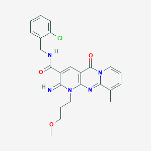 N-[(2-chlorophenyl)methyl]-6-imino-7-(3-methoxypropyl)-11-methyl-2-oxo-1,7,9-triazatricyclo[8.4.0.03,8]tetradeca-3(8),4,9,11,13-pentaene-5-carboxamide