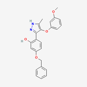 molecular formula C24H22N2O4 B11139335 5-(benzyloxy)-2-[4-(3-methoxyphenoxy)-5-methyl-1H-pyrazol-3-yl]phenol 