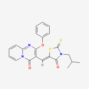 3-{(Z)-[3-(2-methylpropyl)-4-oxo-2-thioxo-1,3-thiazolidin-5-ylidene]methyl}-2-phenoxy-4H-pyrido[1,2-a]pyrimidin-4-one