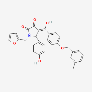 molecular formula C30H25NO6 B11139383 1-(furan-2-ylmethyl)-3-hydroxy-5-(4-hydroxyphenyl)-4-({4-[(3-methylbenzyl)oxy]phenyl}carbonyl)-1,5-dihydro-2H-pyrrol-2-one 